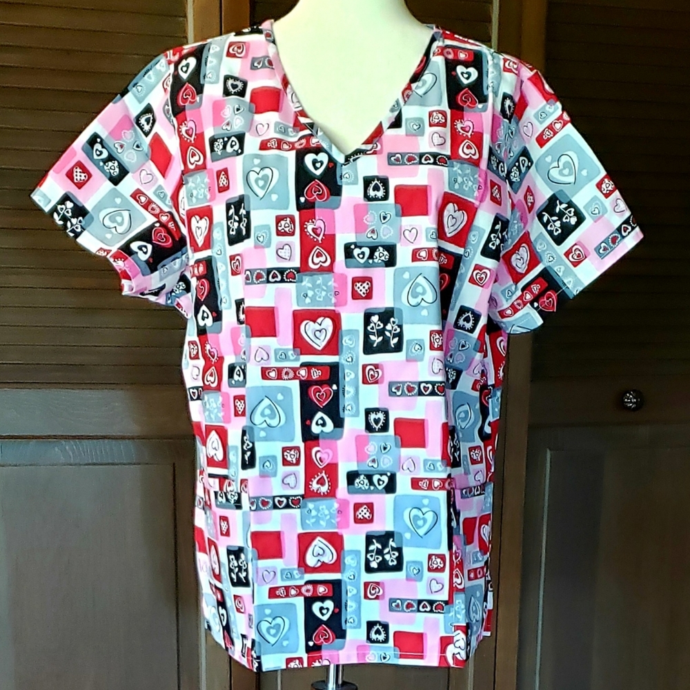 Sb Scrubs - Medical Scrub Top - Heart Designed - Large - Nwot
